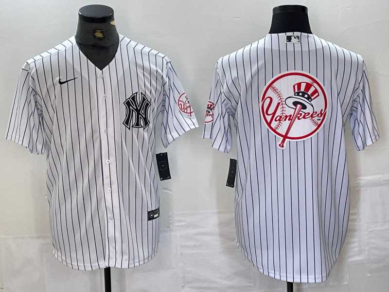 Men's New York Yankees Big Logo White With Patch 2024 Cool Base Stitched Jersey